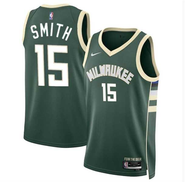 Men%27s Milwaukee Bucks #15 Tyler Smith Green 2024 Draft Icon Edition Stitched Basketball Jersey Dzhi